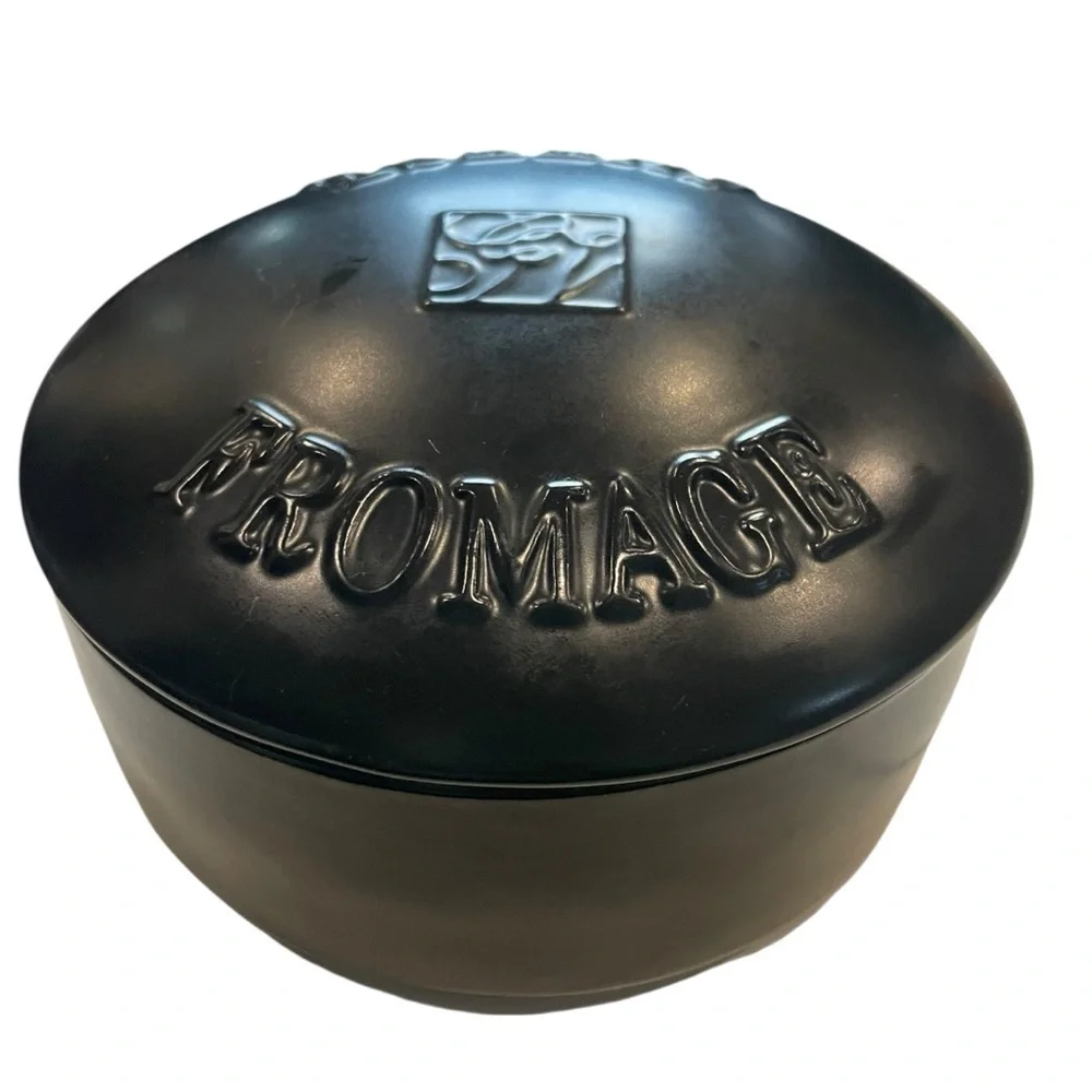 Gourmet du Village Black Ceramic Cheese Keeper – 6” Round